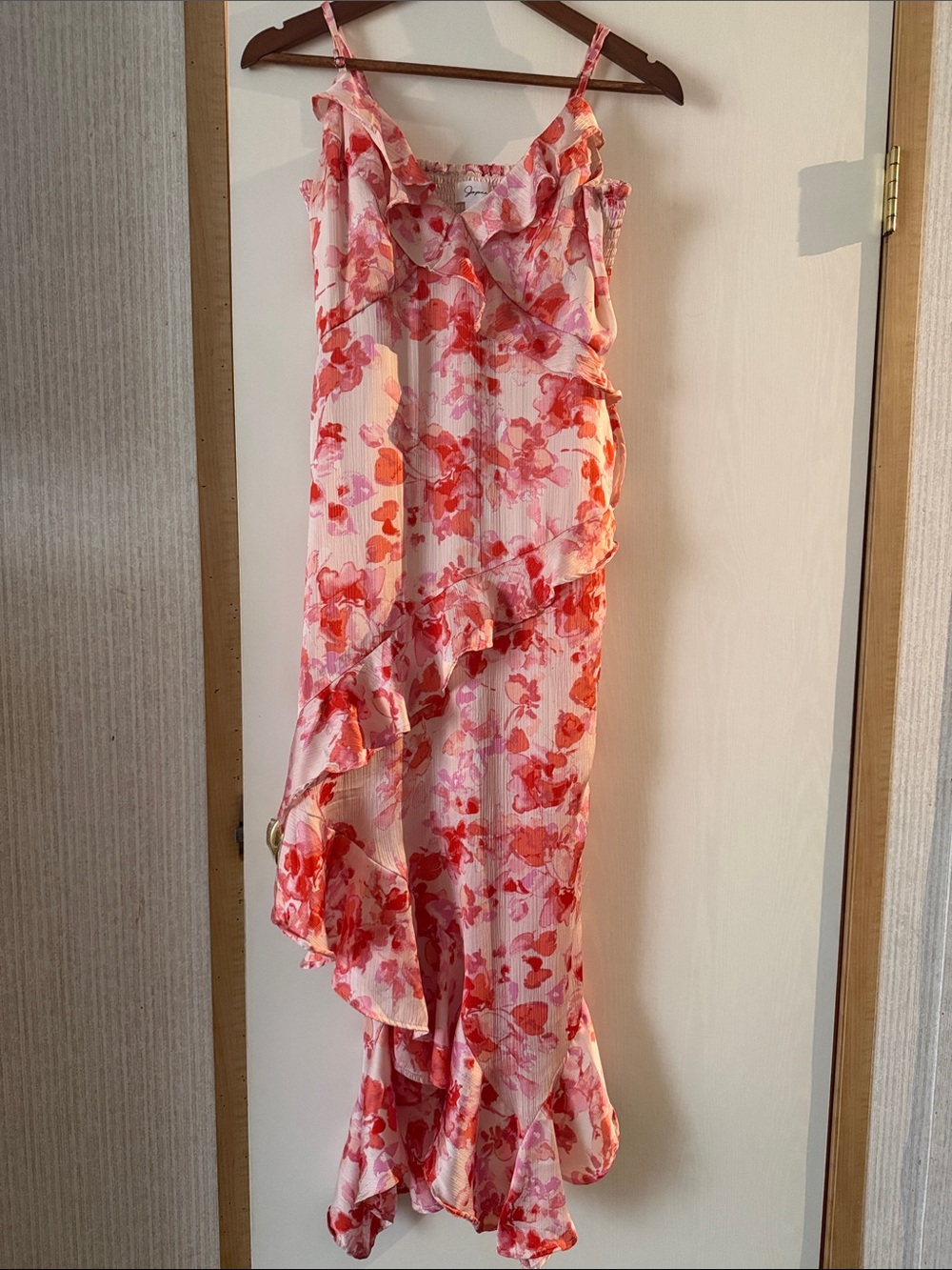 Japna Pink and Coral Floral Midi Dress